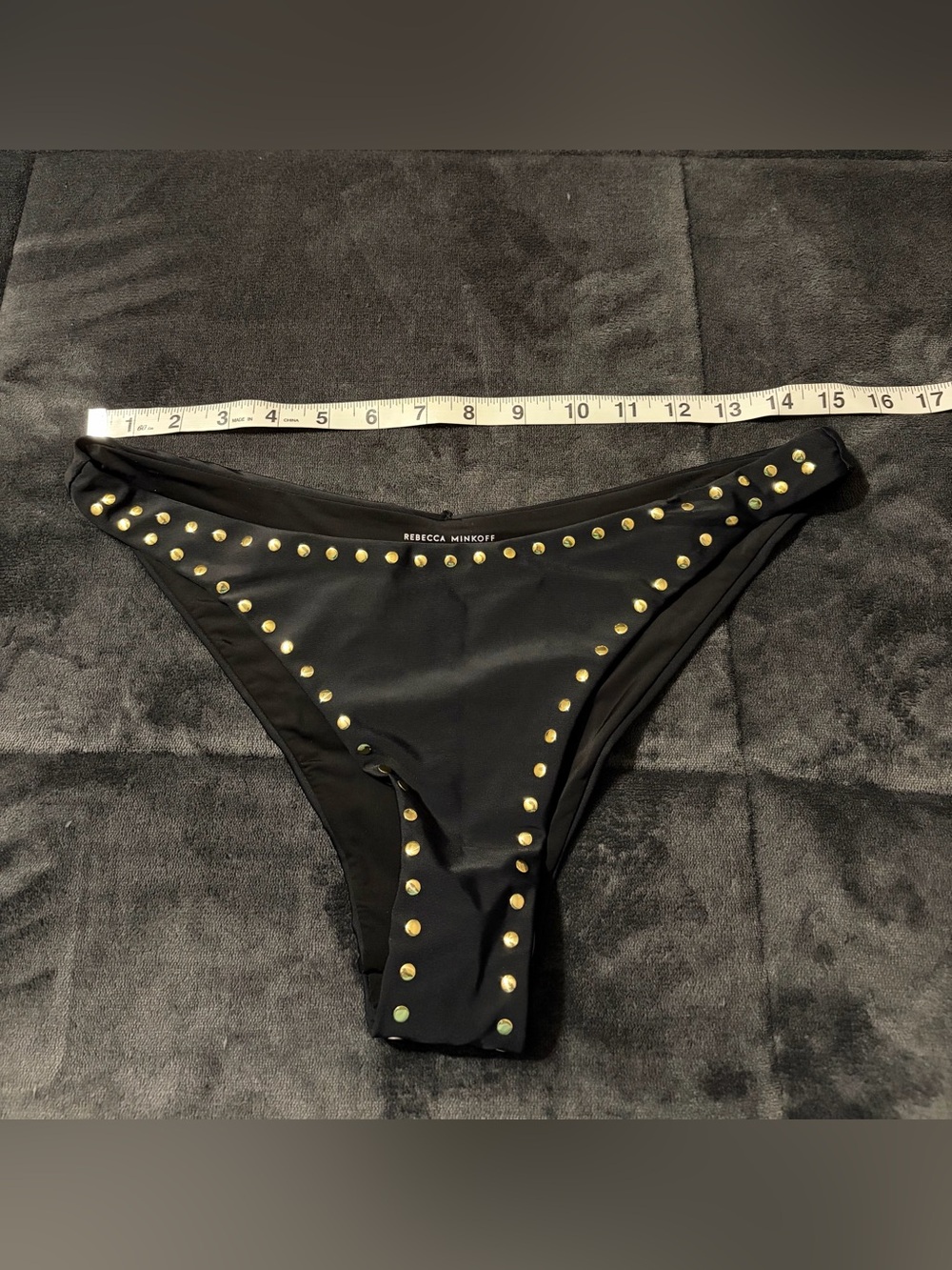 New Rebecca Minkoff Black Studded Bikini Bottoms - M - Picture 4 of 5